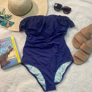Navy boho ruffle one piece Victoria’s Secret swimsuit